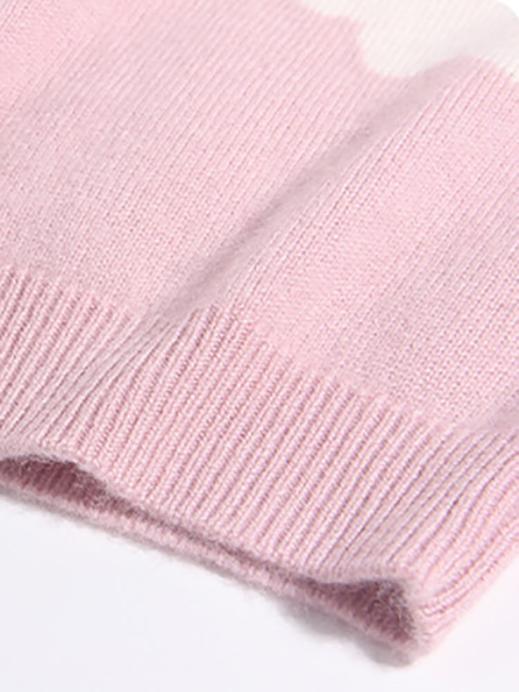 Kids Soft Pink Rainbow and Clouds Knit Pullover Cashmere Sweater